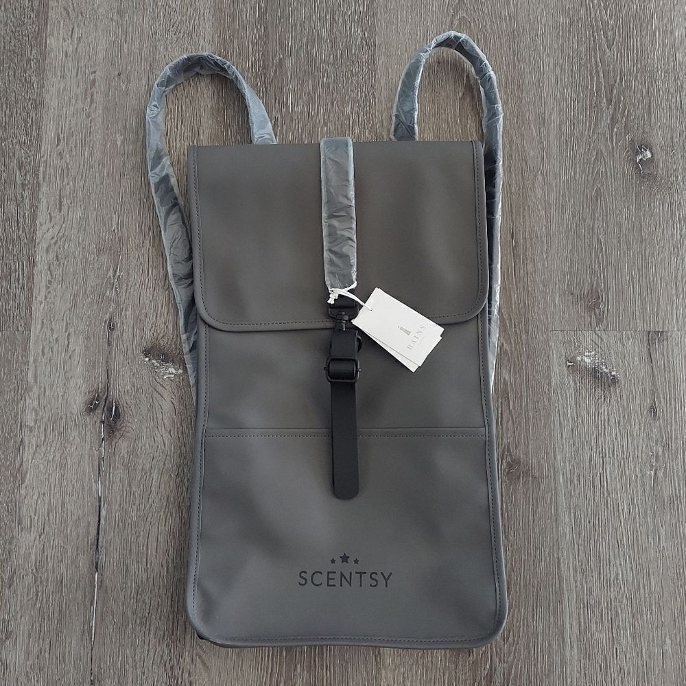 NEW Rains 1220 Waterproof Backpack in Charcoal Scentsy Logo